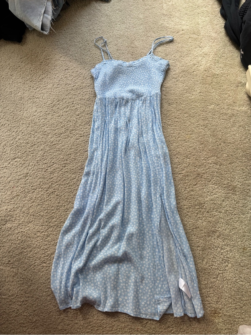 Aeropostale Light Blue Smocked Floral Cami Dress